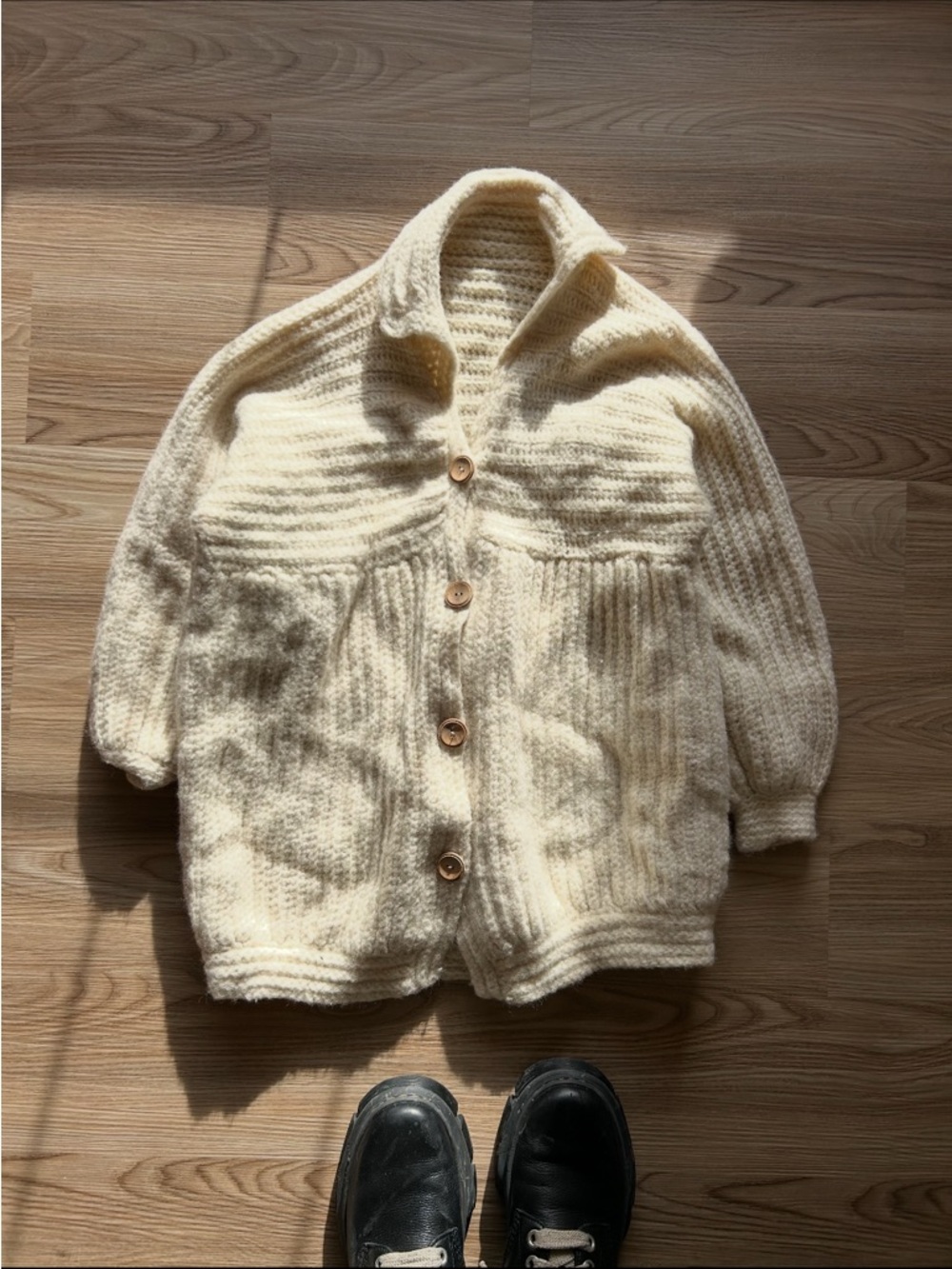 Cozy Cream Button-Front Knit Cardigan Sweater